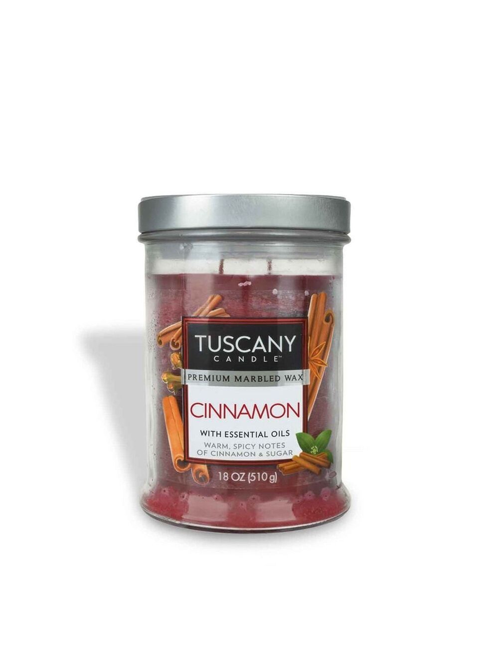 Tuscany Candle Cinnamon Scented Red Marbled Wax Candle 18 oz.